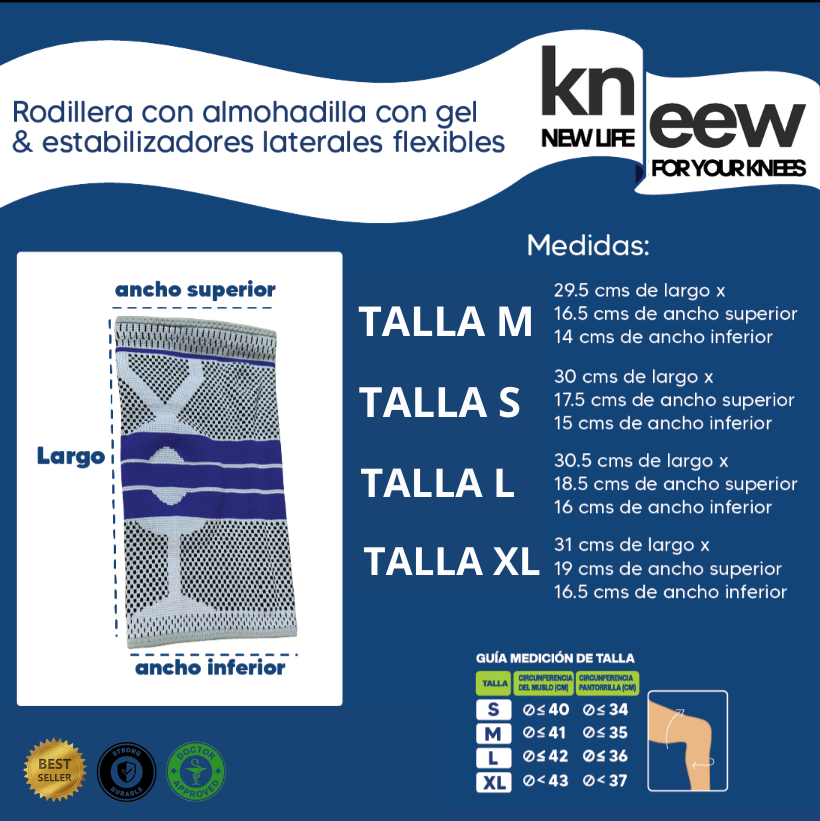 KNEEW™  Rodillera de compresión con almohadilla de gel y estabilizadores laterales - Alivio 360
